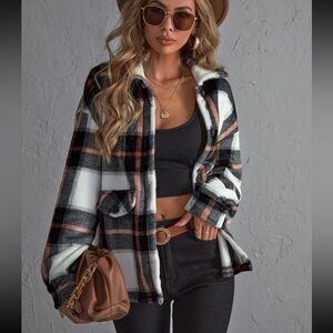 Plaid Sherpa Shacket Jacket